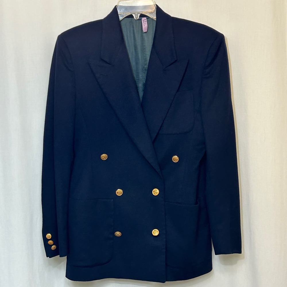 Freedberg Nordstrom Vintage Dark Navy Blue Double Breasted‎ Women's Blazer